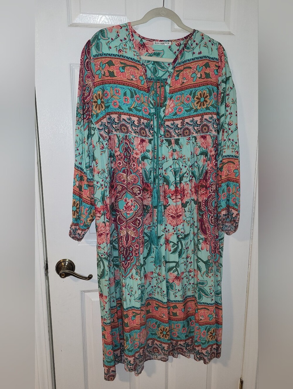 Boho Floral Madi Dress in Teal and Coral 16/18 XL